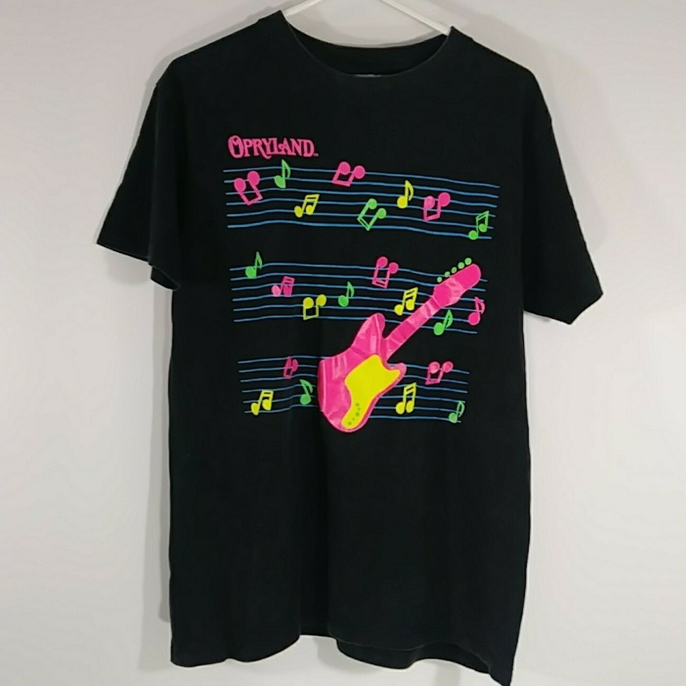 Nashville Opryland Guitar Music Shirt Men Size Large L Music Notes Vintage